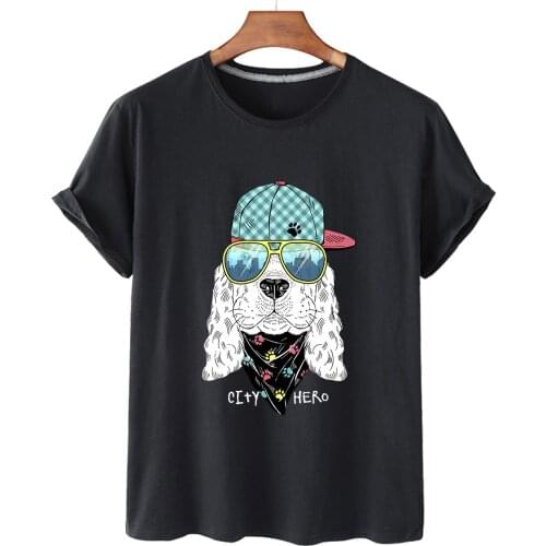 100% Cotton Cartoon Pug Dog Print Short-sleeved T-shirt Female Half-sleeved Summer Casual Oversized T-shirt Ladies Shirt S-3XL