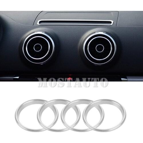 Interior Console Air Vent Outlet Ring Cover For Audi A3 S3 2014-2019 4pcs Silver/Red/Blue Car Accessories Interior Car Decor