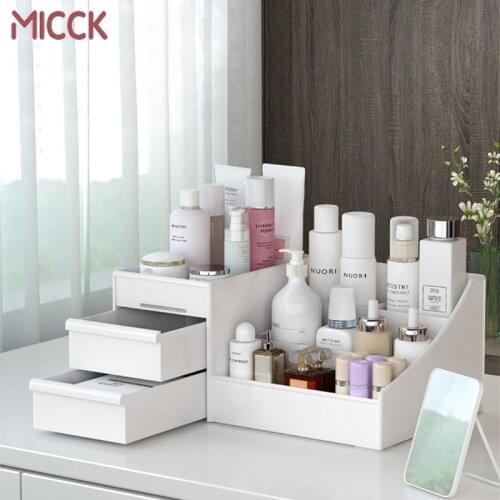 MICCK Large Capacity Cosmetic Storage Box Makeup Nail Polish Container Drawer Organizer Dressing Table Skin Care Rack House