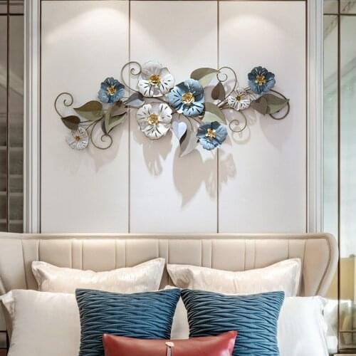 Creative Wrought Iron Sofa Background Wall Decoration Retro Bedroom Three-dimensional Flowers and Iron Wall Hanging