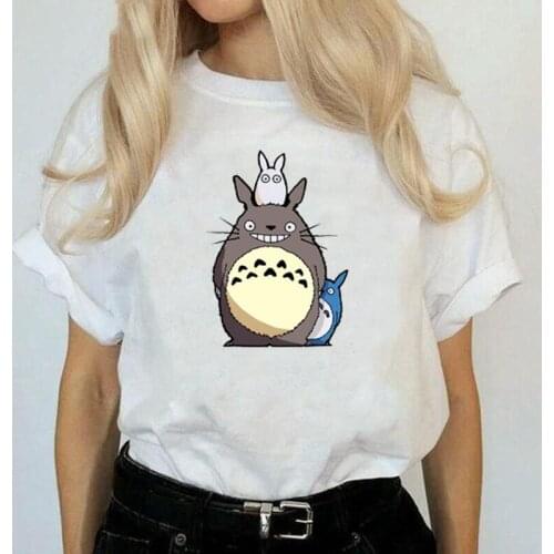 Summer Short Sleeve Tee Shirt Femme Totoro Cartoon Graphic Print T Shirt Women Tops Harajuku Shirt Casual Tshirt Camiseta Mujer