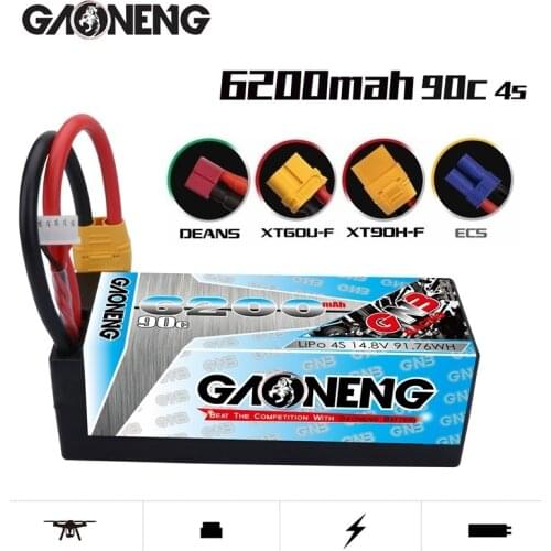 Gaoneng GNB 14.8V 6200MAH 4S 90C Hardcase LiPo Battery Pack With XT60 Connectors T Plug for RC Car four Drive RC Car Boat