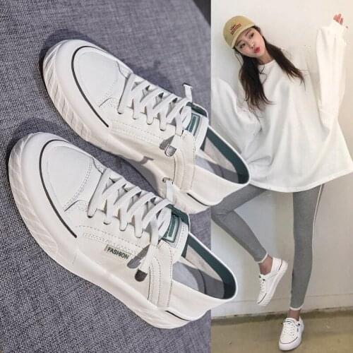 Small White Shoes Womens 2020 New Spring Leather Korean-Style All-match Student Sports Casual Shallow Mouth Flat White Shoes