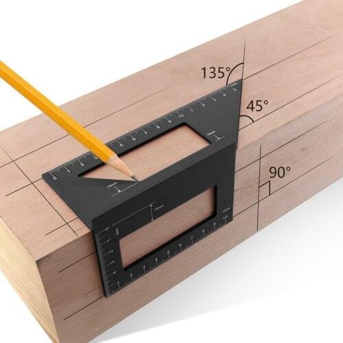 Metal Woodworking Measuring Tool for Carpenter square Scriber T Ruler for Tailors pattern steel ruler 45/90 degree Angle Ruler