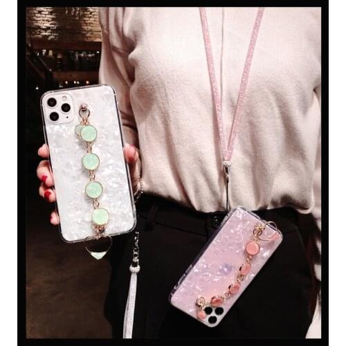 Cute Shell bracelet lanyard phone case for huawei P40 Pro P30 P20 lite nova7 pro 6 5 4 mate20 mate30 pro mate40 V30 X10 30 pro