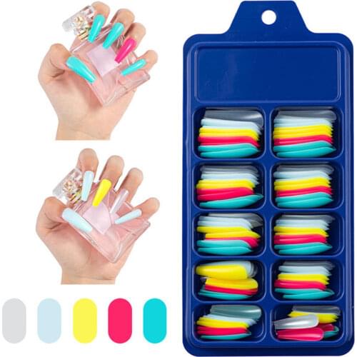 Fake Nail Tips Colorful Press on Nails Long Ballerina Nails Clear Full Cover Acrylic Nails False Nail Decoration DIY Nail Tools