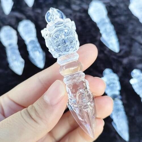 7.5-8cm Natural Clear quartz Crystal Powerful Vajra Pestle Tibetan Buddhist Talisman 1pcs