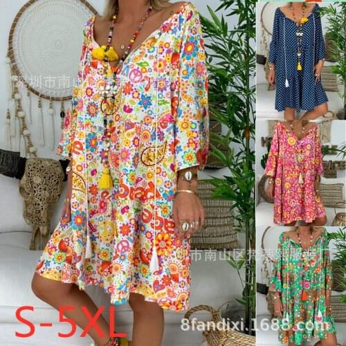 2021 Early Autumn New Loose Pleated Polka Dot Printed Dress