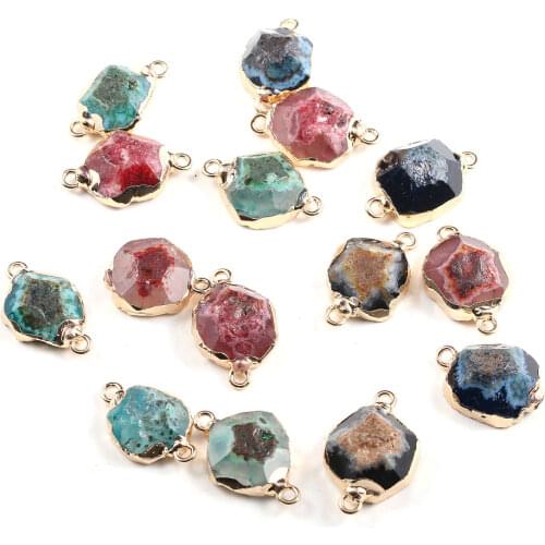 Irregular Shape Blue Agates Pendant Necklace Reiki Healing Natural Stone Amulet DIY Jewelry Gift Size 11x18mm