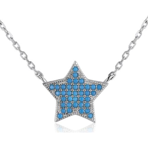 SILVERHOO 925 Sterling Silver Necklace For Women Trendy Semiprecious Stone Star Pendant Necklaces New Silver Fine Jewelry