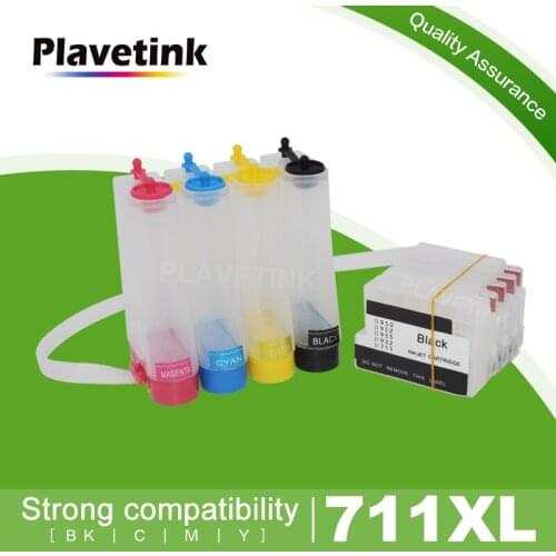 Plavetink 4 Color 711XL Continous Ink Supply System Ciss For HP 711 XL Cartridges For HP Designjet T120 T520 Printer