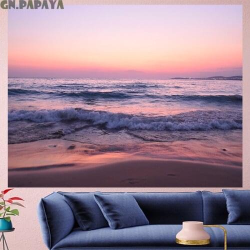 Beach at dusk sea tapestry Scenic Wall Hanging farmhouse decor wave goblen landscape boheme Polyester Yoga mat beach tapestry