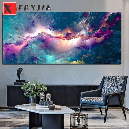 Full Drill Round 5D DIY Diamond Painting Purple White Light Cloud Abstract Diamond Embroidery Cross Stitch Mosaic large size new