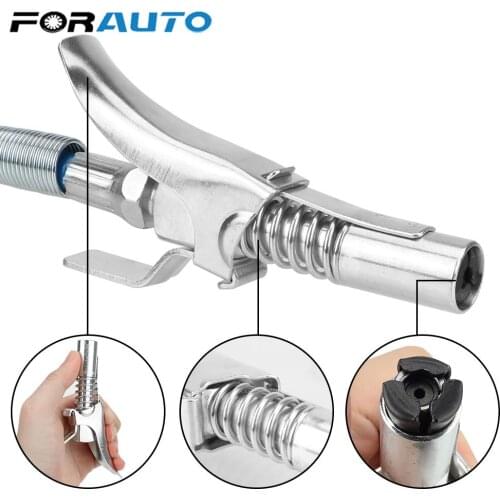 Grease Gun Coupler Quick Lock On Release Coupling End Fitting 1/8” NPT SAE & Metric Zerk Fitting Grease Gun Adapter Hose Kit