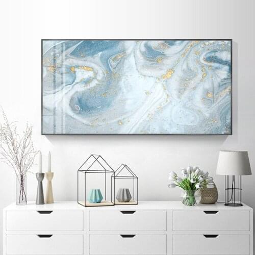 Modern Abstract Green Blue Fusion Wall Art Cuadro Fashion Golden Canvas Paintings For Living Room Prints Posters Nordic Style
