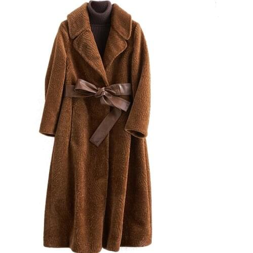 Sheep Shearing Overcoat Women 2020 Real Fur Coat Female Jacket Long Winter Warm Fur Coats casaco feminino BF33564LW639