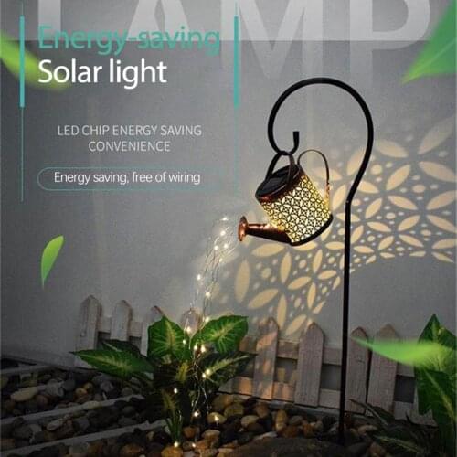 Solar LED Garden Watering Can Lamp With Lights String Fairy Garden Decoration Outdoor Gardening Ornaments Yard Decorative Lamp