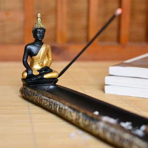 Thailand Buddha Resin Stick Incense Burner Zen Garden Aromatherapy Incense Holder With Candlestick Home Decor Temple Supplies
