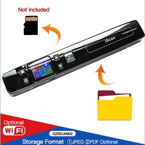 WiFi Portable Scanner HD LCD Display Handheld Document Scanner A4 Size 1050DPI Support JEPG or PDF Support 16G SD Micro Card