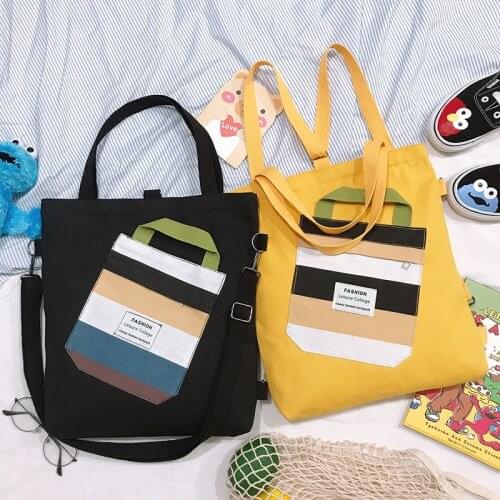 Women bag 2020 new Korean ladylike Canvas tote bag Solid Zipper Soft shoulder bag handbag bookbag shopping bag high-capacity