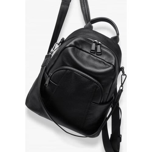 Handmade European And American Style Leather Fashion Retro Solid Bag Zipper Women Backpack Large Capacity Travel Bags