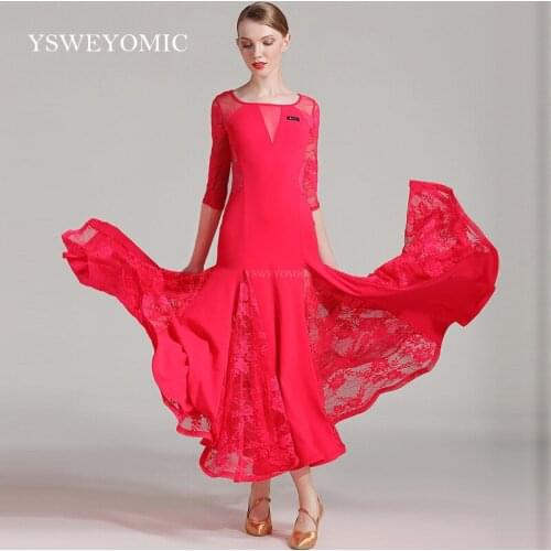 Pink Long waltz ballroom Practice dress standard dance wear women dance costumes flamenco ballroom dance competition dresses