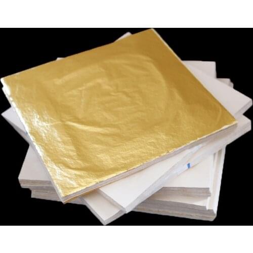 100pcs 14X14cm Imitation Gold Leaf Gilding Sheets Copper Leaf Sheet Color #2.5 Gold Leaf Sheets In Wall Arts Crafts Decoration