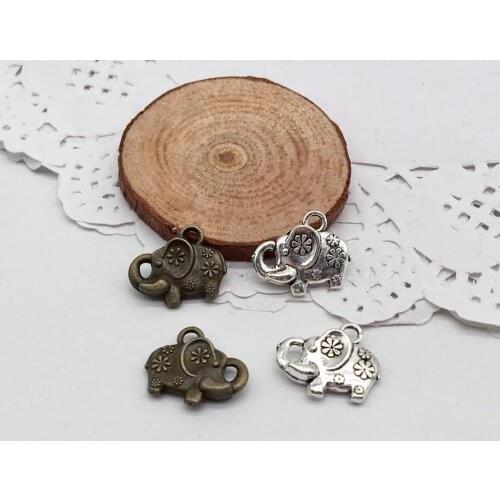 20 pcs Little Flower Elephant charms Fit DIY Handmade Necklace earring charms for Jewelry Making