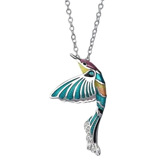 2021 Creative Hummingbird Pendant Necklace Color Epoxy Jewelry Bird Clavicle Chain Fashion Womens Necklace Hand Enamel