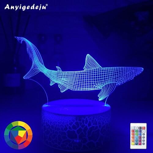 New Animal 3d Illusion Lamp Shark Acrylic Baby Night Light for Work Room Decor Kids Child Bedroom Nightlight Cool Birthday Gifts