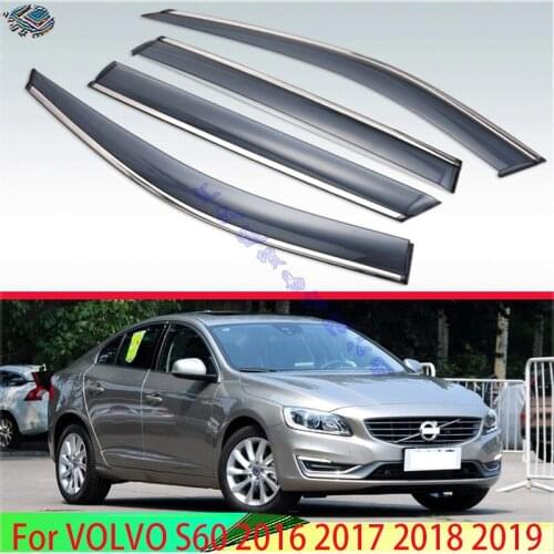 For VOLVO S60 2016-2018 Plastic Exterior Visor Vent Shades Window Sun Rain Guard Deflector 4pcs