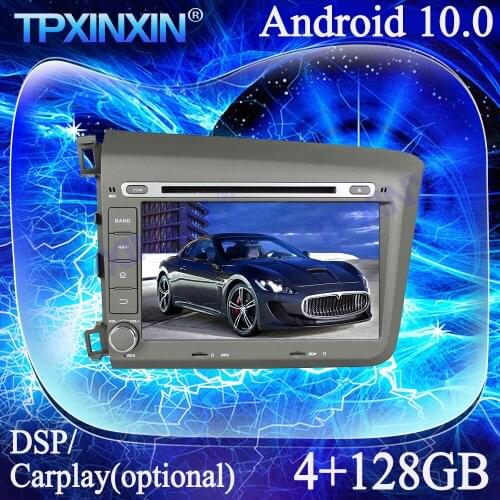 4G+128G IPS PX6 Carplay For Honda Civic 2012-2013 Android 10.0 Multimedia Player Tape Recorder GPS Navi Auto Radio Head Unit DSP