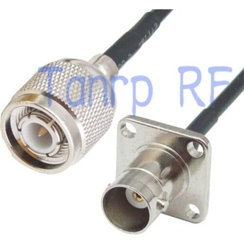 50CM Pigtail coaxial jumper cable RG174 extension cord 20in TNC male plug to BNC female with 4 hole panel RF connector adapter