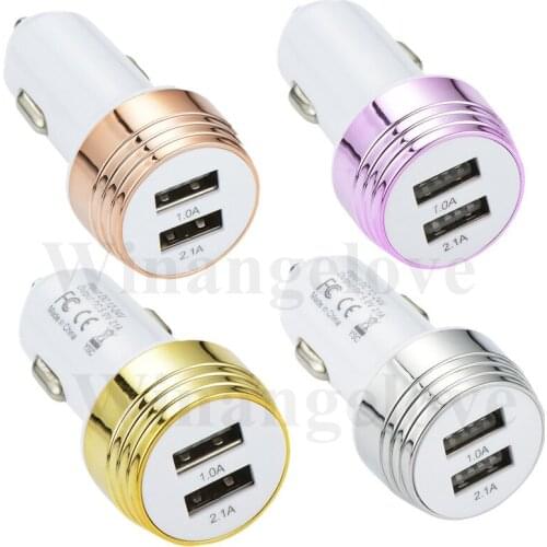 500pcs Dual Port USB Car Charger Mini Universal Fast Smart Car Charger Adapter For iPhone 7 8 for Samsung
