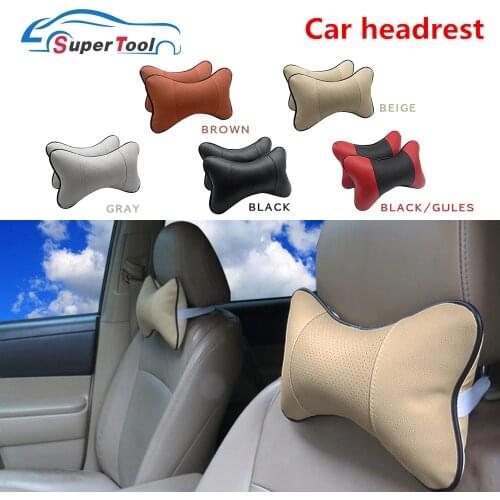 Car Leather Safety Pillow Auto Universal Headrest Breathe Car Auto Seat Head Neck Rest Cushion Pillow Auto Memory Cutton Pillow