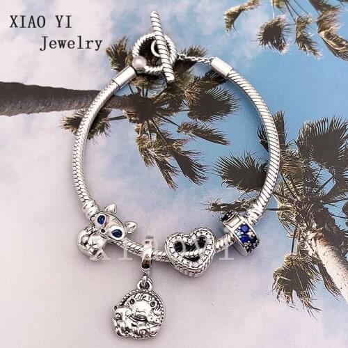 XIAOYI 2020 NEW S925 Autumn blue classic magic Night elf animal regenerates Fox bear snakeskin heart T-bracelet gift female