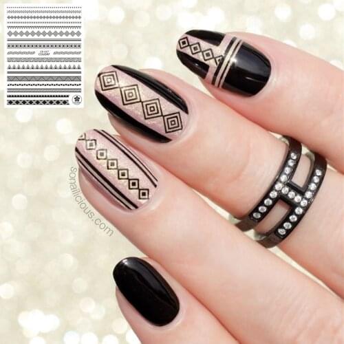 CB-37 serie 4 COLORS BLACK WHITE GOLD SILVER DESIGNS COOL 3d nail art stickers decal template diy nail tool decorations