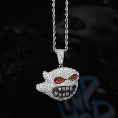 Hip Hop AAA CZ Stone Pave Bling Iced Out Skull Pendants Necklace for Men Rapper Jewelry Silver Color Drop Shipping