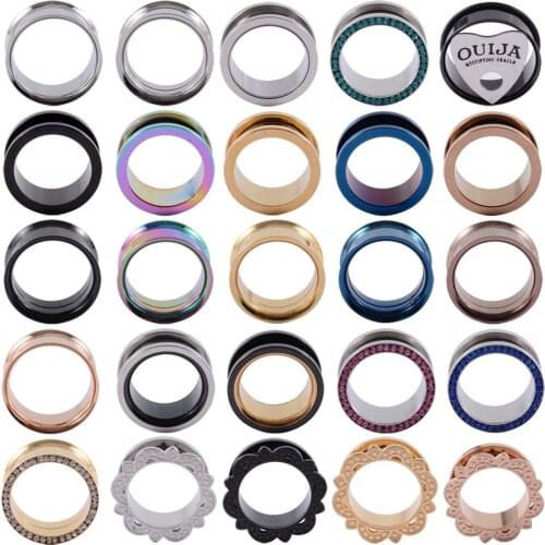 CHUANCI 1 Pair Stainless Steel Double Flared Plugs Ear Piercing Tunnels Ear Expander Ear Gauges Earrings Body Piercing Jewelry