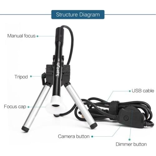 Supereyes B007 5.0MP 1 ~ 500X Manual Focus USB Digital Microscope Loupe Magnifier Handheld Endoscope