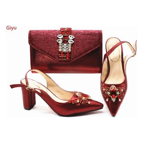 Doershow Italian niceShoes With Matching Bags Set Italy African Womens Party Shoes and Bag Sets D.RED Color Women shoes!!HGX1-9