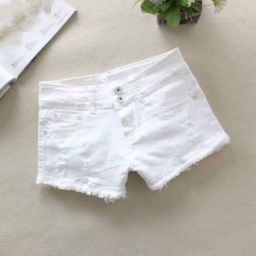 Sexy Elastic High Waist Denim Shorts New Fashion 2020 Summer Women Slim Casual Ripped Hole Jeans Shorts Feminino White Black