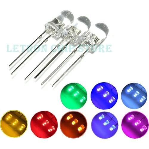 F5 Ultra Bright 5MM Round Water Clear Green Yellow Blue Warm White Red Pink Purple UV Orange LED Light Lamp Emitting Diode Dides