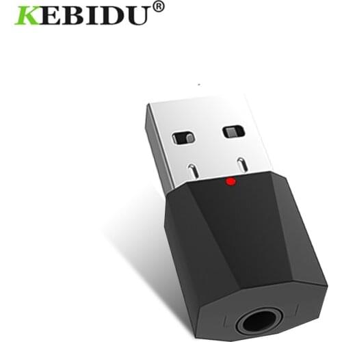 Kebidu Mini USB Wireless Bluetooth 4.2 Audio Receiver with 3.5mm Cable for Amplifier Trolley Speaker Subwoofer Car Radio Newest