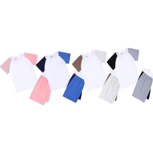 2pcs For Children Baby Toddler Boy Girls Clothing Sets Contrast Color Tops Shorts for Girls Kids Clothes Girls Loungewear Set