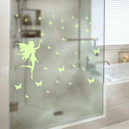 Night Luminous Butterfly Fairy Light Glow In The Dark Toys Childen of light Stickers Kids Bedroom Decor PVC Fluorescent Stickers