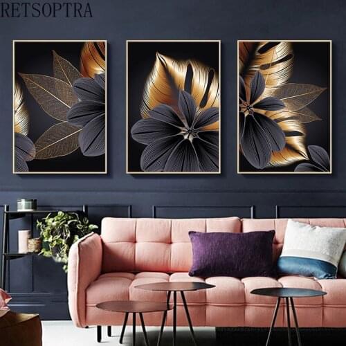 Beautiful Abstract golden pants leaf Poster Wall Art Canvas Painting Prints Picture for Bedroom Home decor unframed