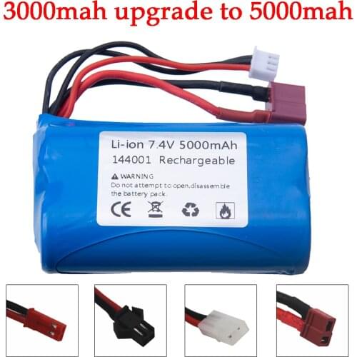 7.4V Li-ion Battery For Wltoys 144001 12428 RC Car rc boats rc truck tanks Battery 5000mah 2S 7.4 V battery JST/SM/T/tamiya Plug