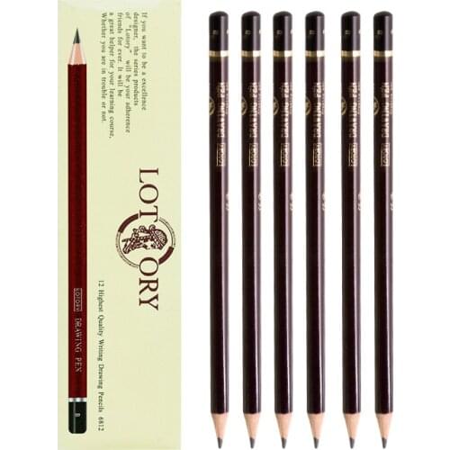 LOTORY 6812 12pcs Sketch Pencils Set Wood Sketch and Drawing Pencil Set Art Supplies 2H/HB/B/2B/3B/4B/5B/6B/7B/8B/10B/12B/14B