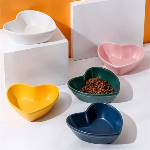 Cute Heart Shape Ceramic Cat Bowl Dog Bowl Pet Feeding Water Bowl Cat Puppy Feeder Product Supplies Pet Food Water Bowls